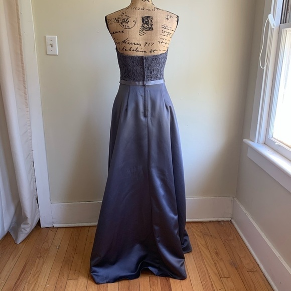 David’s Bridal grey strapless maxi grown dress 10 - Picture 3 of 9